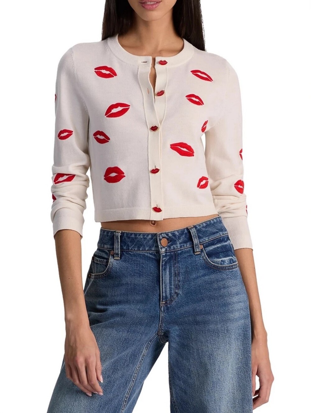 Alice and Olivia Daroda Lip Cardigan Sweater